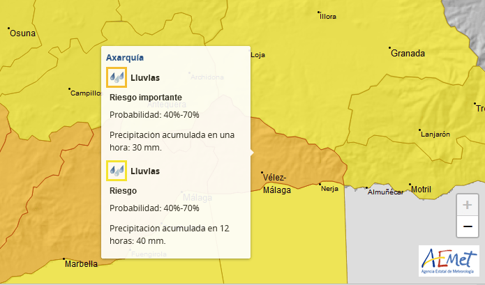 Aemet Eleva A Naranja El Aviso Por Fuertes Lluvias En La Axarqu A Este