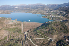 pantano de la viñuela vista aérea.